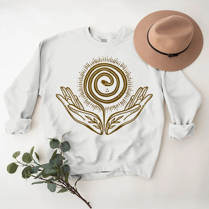 Olivenorma Spiritual Growth Spiral Tee Crewneck Long Sleeve Loose Sweatshirt - image 4