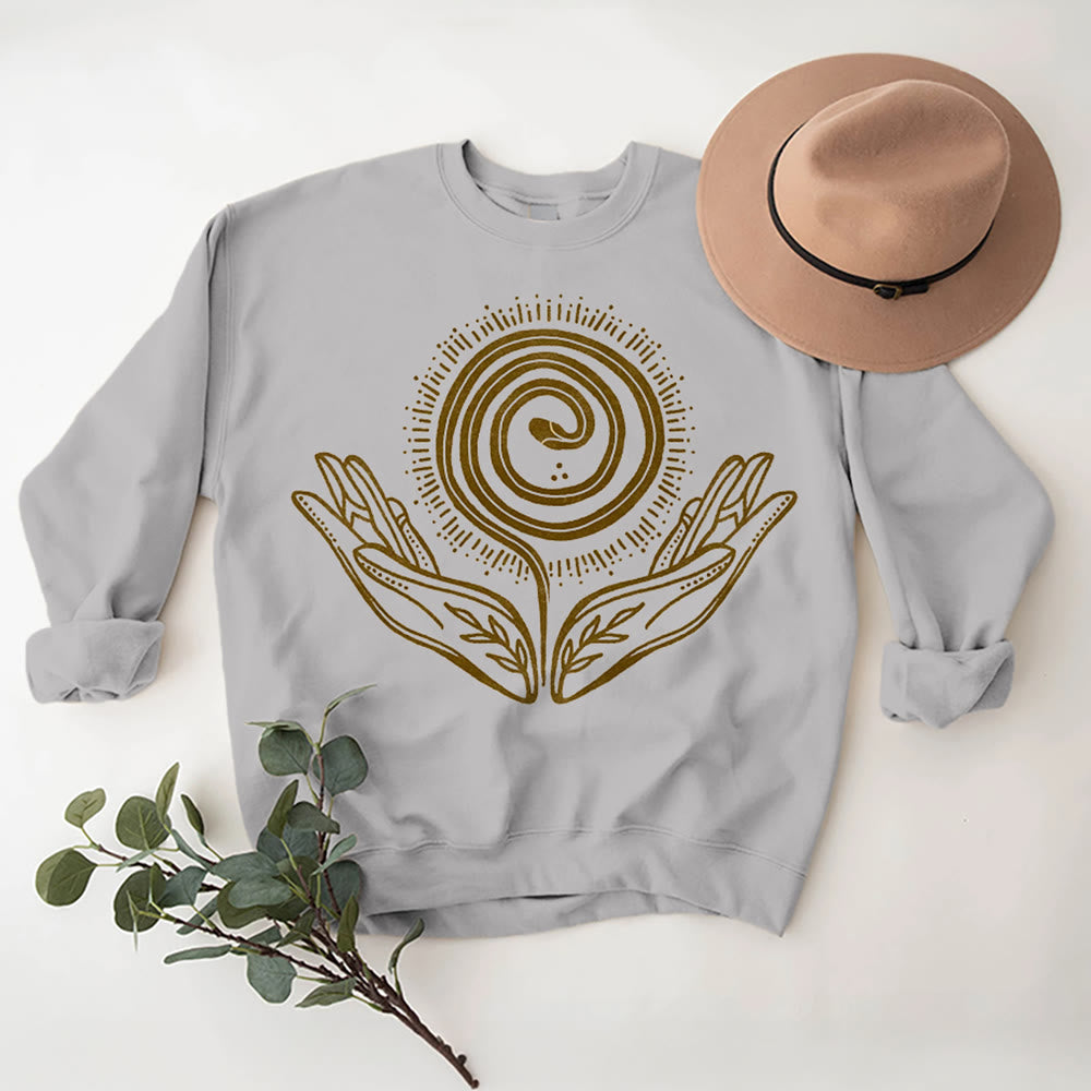 Olivenorma Spiritual Growth Spiral Tee Crewneck Long Sleeve Loose Sweatshirt - image 8