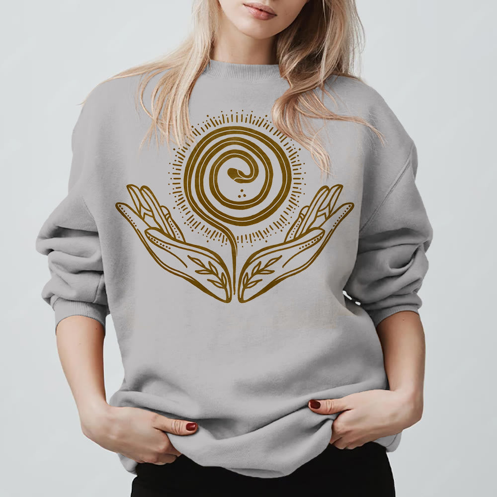 Olivenorma Spiritual Growth Spiral Tee Crewneck Long Sleeve Loose Sweatshirt - Grey - 2XL - image 7
