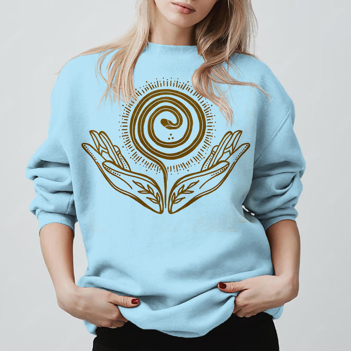Olivenorma Spiritual Growth Spiral Tee Crewneck Long Sleeve Loose Sweatshirt - Blue - 2XL - image 15