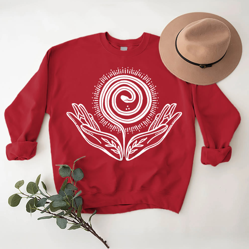 Olivenorma Spiritual Growth Spiral Tee Crewneck Long Sleeve Loose Sweatshirt - image 12