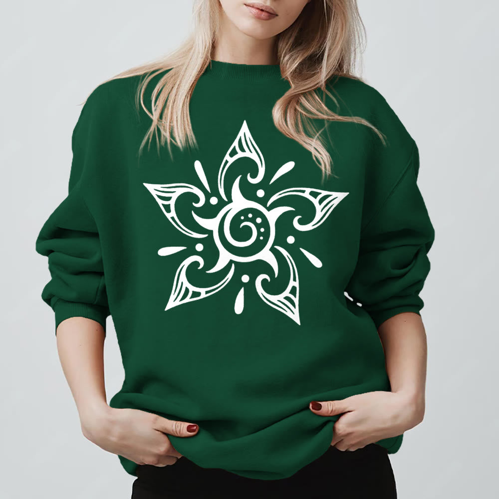 Olivenorma Tribal Mystical Spiritual Growth Floral Fleece Pullover Sweatshirt - Green - 2XL - image 13