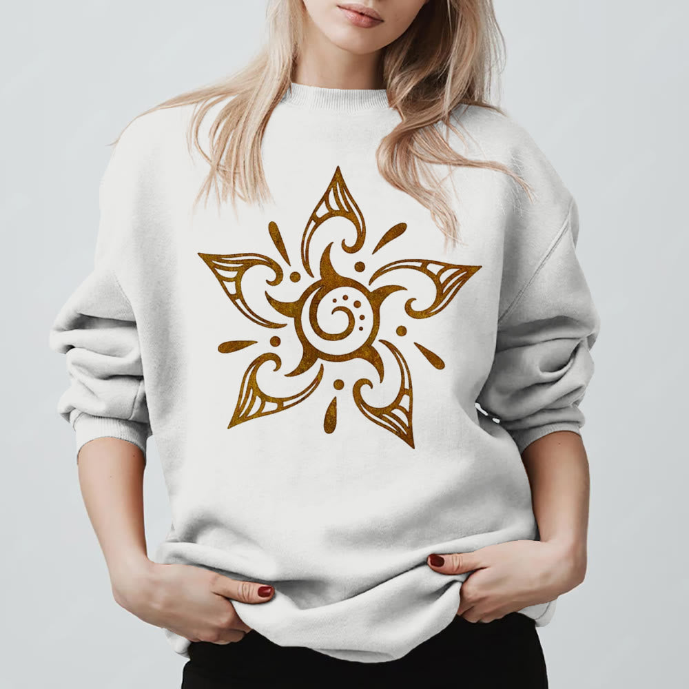 Olivenorma Tribal Mystical Spiritual Growth Floral Fleece Pullover Sweatshirt - White - 2XL - image 3