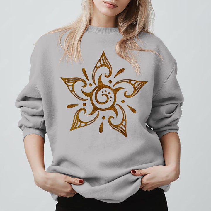 Olivenorma Tribal Mystical Spiritual Growth Floral Fleece Pullover Sweatshirt - Grey - 2XL - image 7
