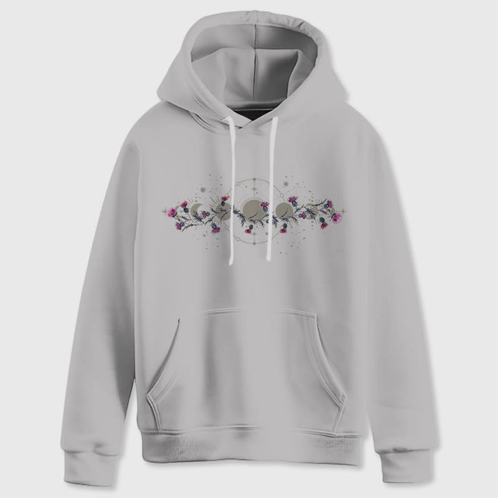 Olivenorma Mystical Moon Phase Raven Floral Fleece Hooded Sweater Tops Loose Hoodies - image 10