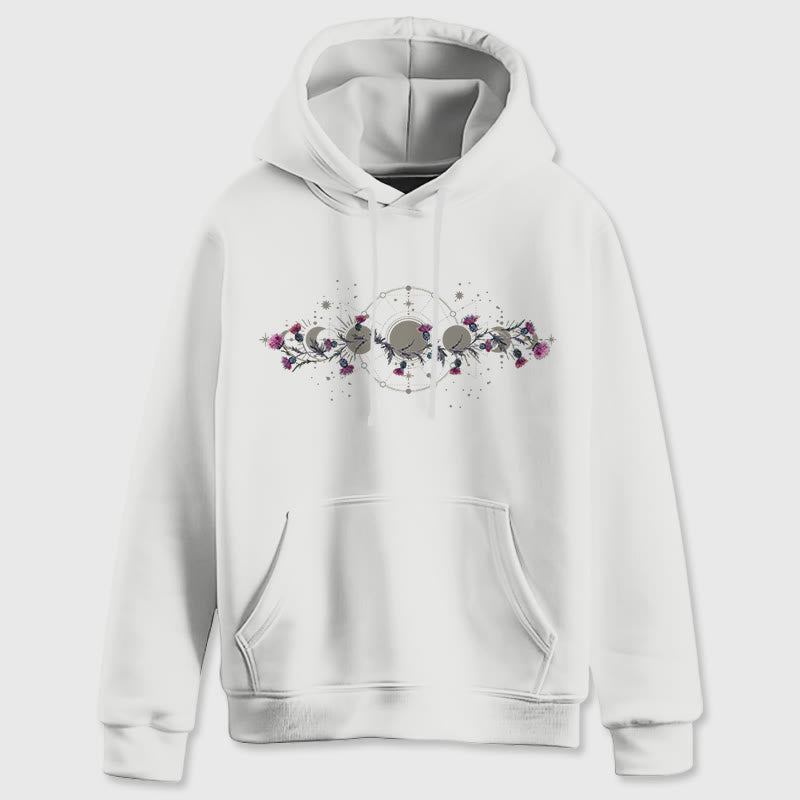 Olivenorma Mystical Moon Phase Raven Floral Fleece Hooded Sweater Tops Loose Hoodies - image 7