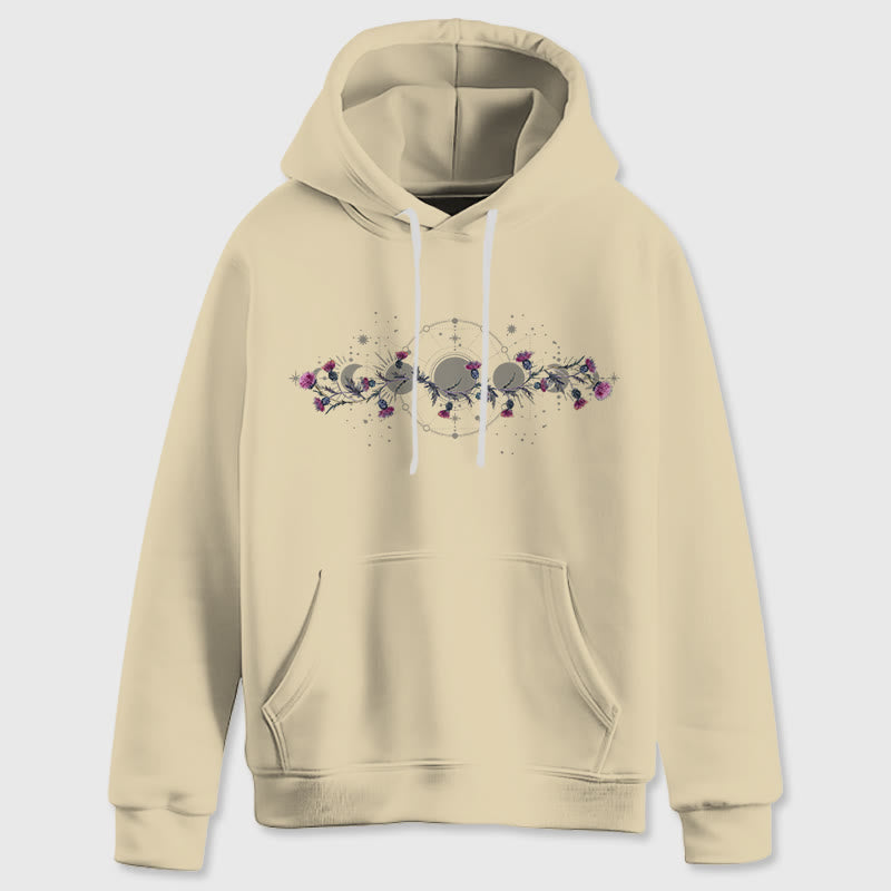 Olivenorma Mystical Moon Phase Raven Floral Fleece Hooded Sweater Tops Loose Hoodies - image 16