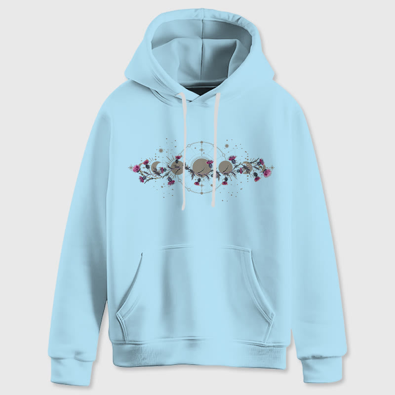 Olivenorma Mystical Moon Phase Raven Floral Fleece Hooded Sweater Tops Loose Hoodies - image 25