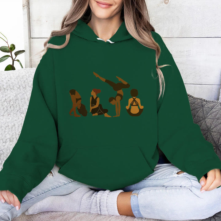 Olivenorma Black Woman Yoga Pose Sweaters Unisex Fitness Workout Meditation Fleece Hoodies - Green - 2XL - image 14