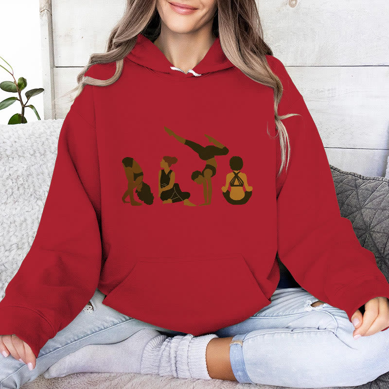 Olivenorma Black Woman Yoga Pose Sweaters Unisex Fitness Workout Meditation Fleece Hoodies - Red - 2XL - image 12