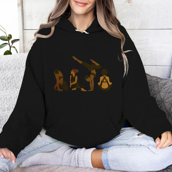 Olivenorma Black Woman Yoga Pose Sweaters Unisex Fitness Workout Meditation Fleece Hoodies - Black - 2XL - image 4