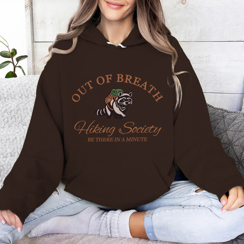Olivenorma OUT OF BREATH Raccoon Healing Sweaters Unisex Fleece Tops Loose Fits Hoodies - Brown - 2XL - image 8