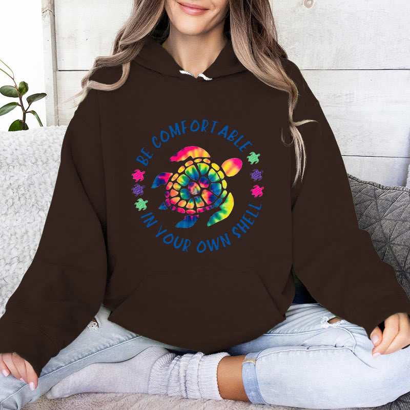 Olivenorma "BE COMFORTABLE IN YOUR OUR SHELL" Sea turtle Spiritual Hooded Sweaters Fleece Hoodies - Brown - 2XL - image 8