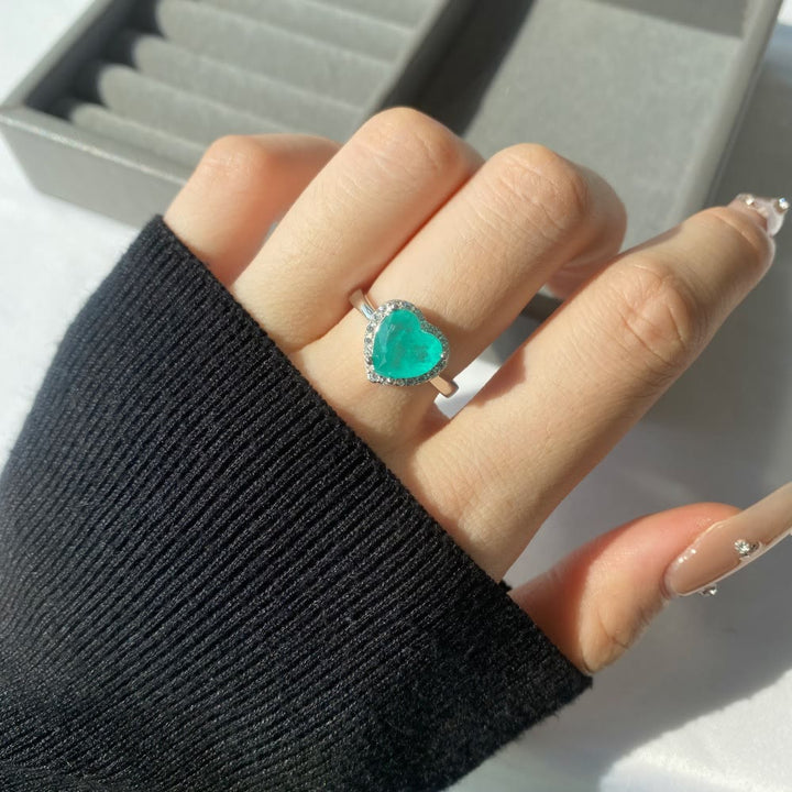 Olivenorma Heart Shape Paraiba Tourmaline Exquisite Ring