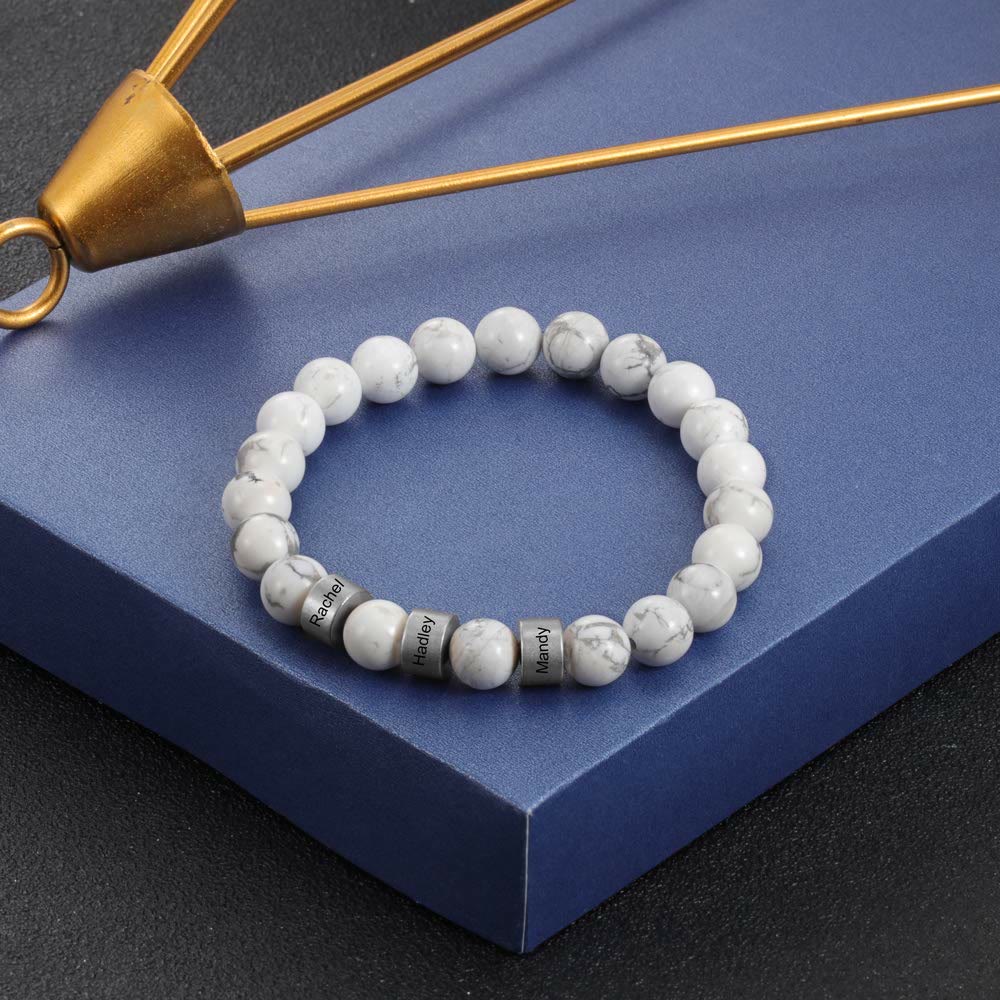 Olivenorma Natural Stone Engraving Personalized Beads Men Bracelet