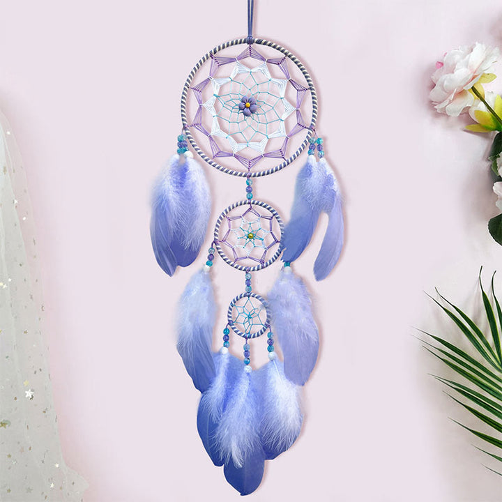 Olivenorma Acrylic Beads Blue Purple Feather Dream Catcher