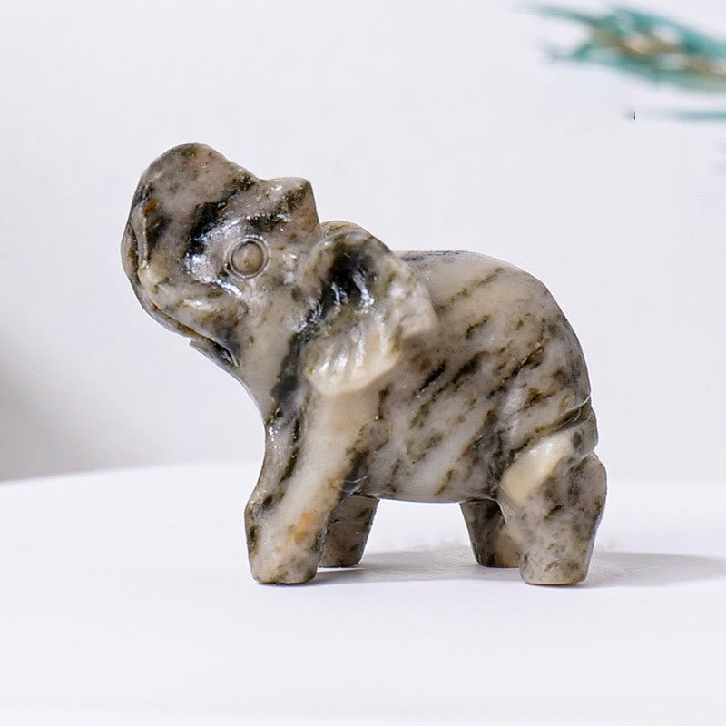 Olivenorma Natural Crystal Elephant Carving Ornament Gemstone Decoration - Leopard Stone - image 39