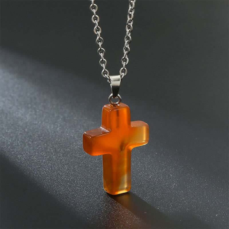 (Clearance 30% OFF / CODE: OFF30) - Olivenorma Natural Stone Cross Gemstone Necklace