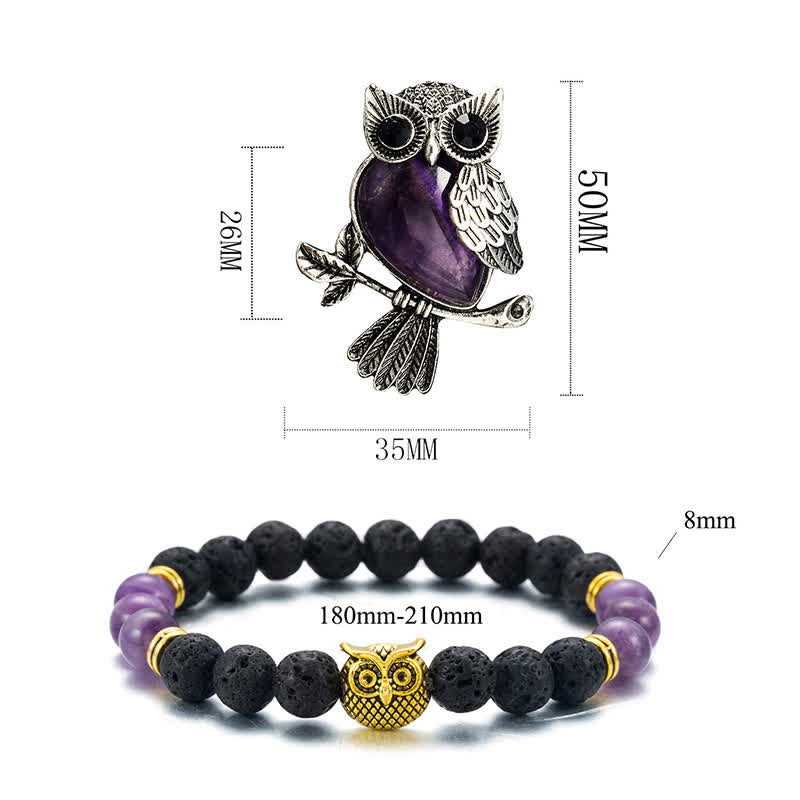SPIRITUAL ENERGY - Owl Gemstone Necklace with Bracelet Gift Set - image 3