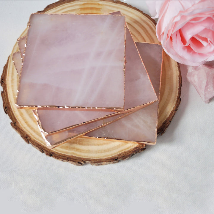 Olivenorma Rose Quartz Coaster Gemstone Decoration