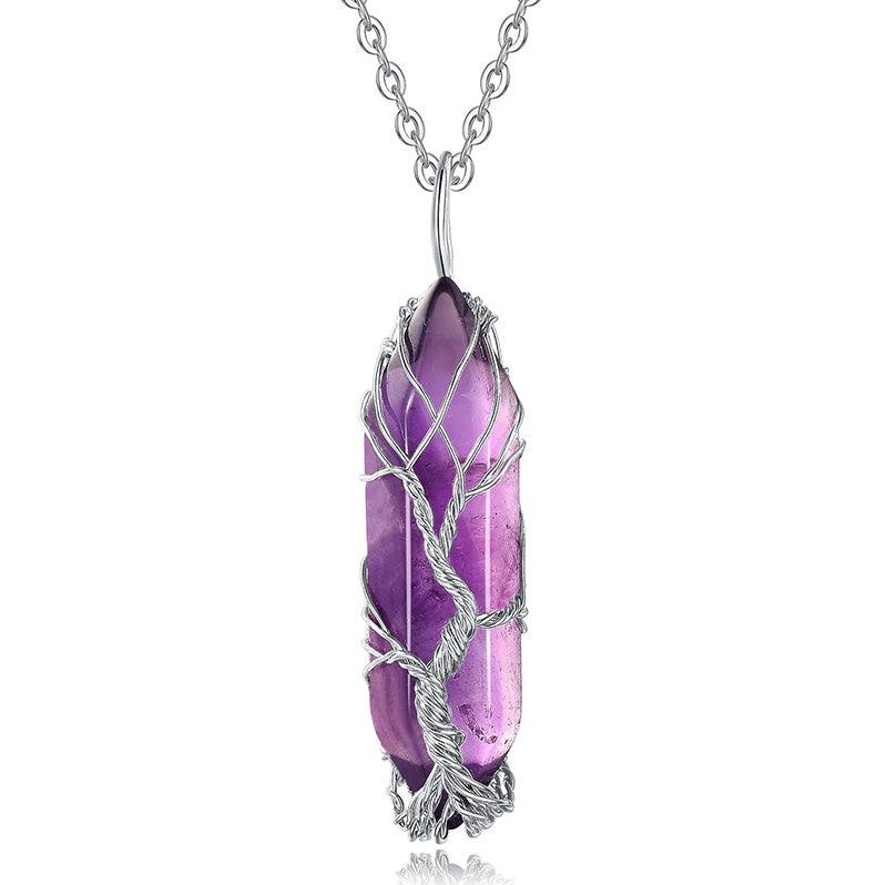 Olivenorma Crystal With Tree Of Life Gemstone Necklace