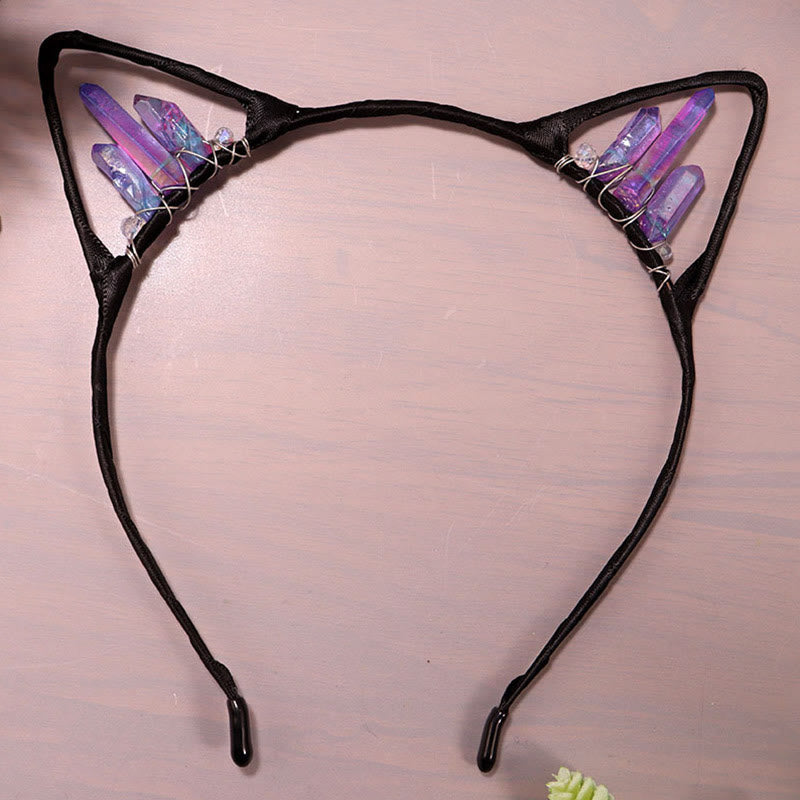 Olivenorma Electroplating Crystal Cat Ears Headband