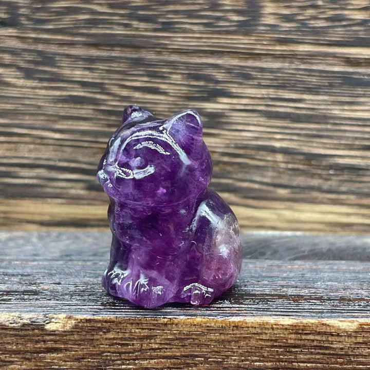 Olivenorma Natural Stone 1.2 Inch Cute Kitten Gemstone Decoration - Fluorite - image 29