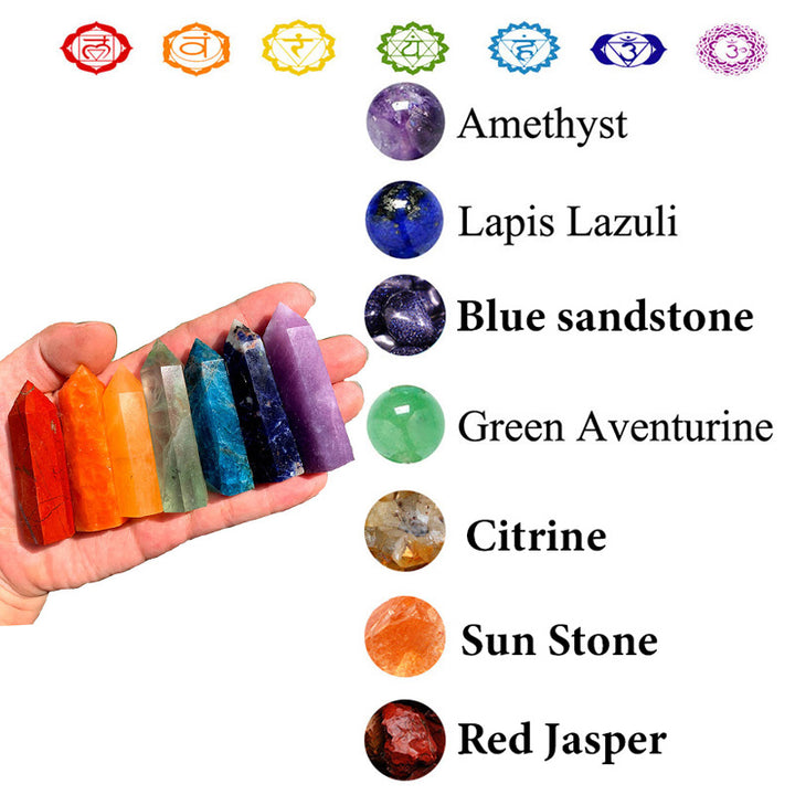 Chakra Crystal Wands Tower Crystal Set