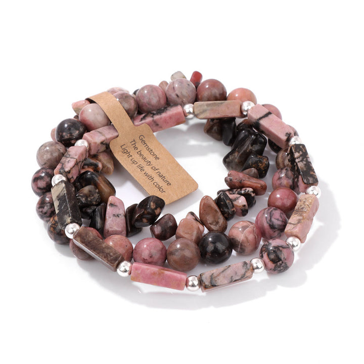 Olivenorma Natural Stone Irregular Three Layer Bracelet Set