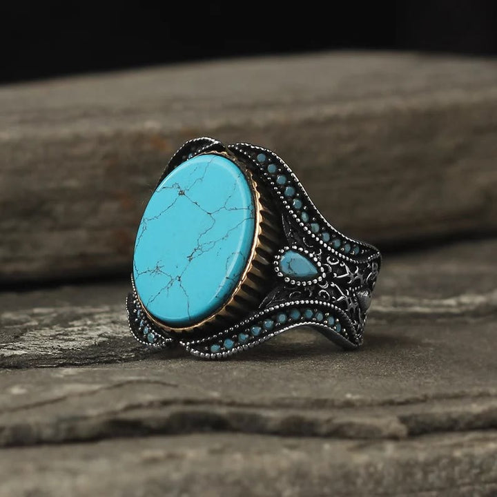 Olivenorma Turquoise Sterling Silver Men Ring