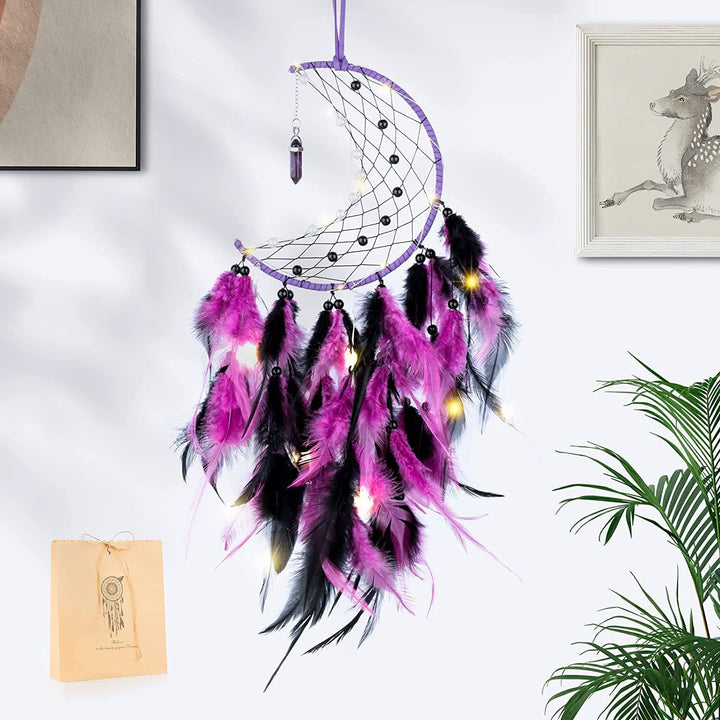 FREE Today: "Peace Energy" Amethyst & Obsidian Moon Feather Dream Catcher - image 6