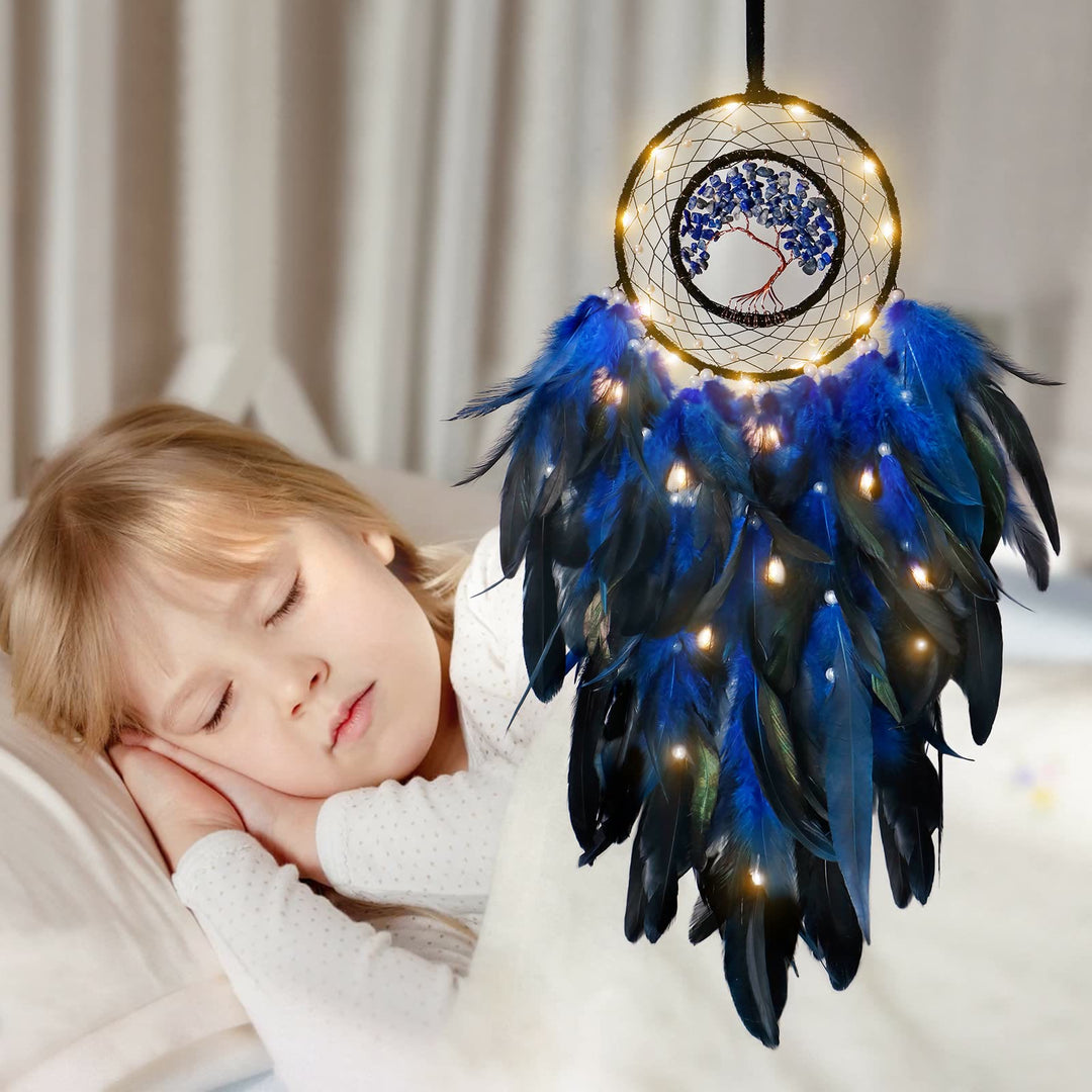 Olivenorma Crystal Tree Of Life Feather Glow Dream Catcher