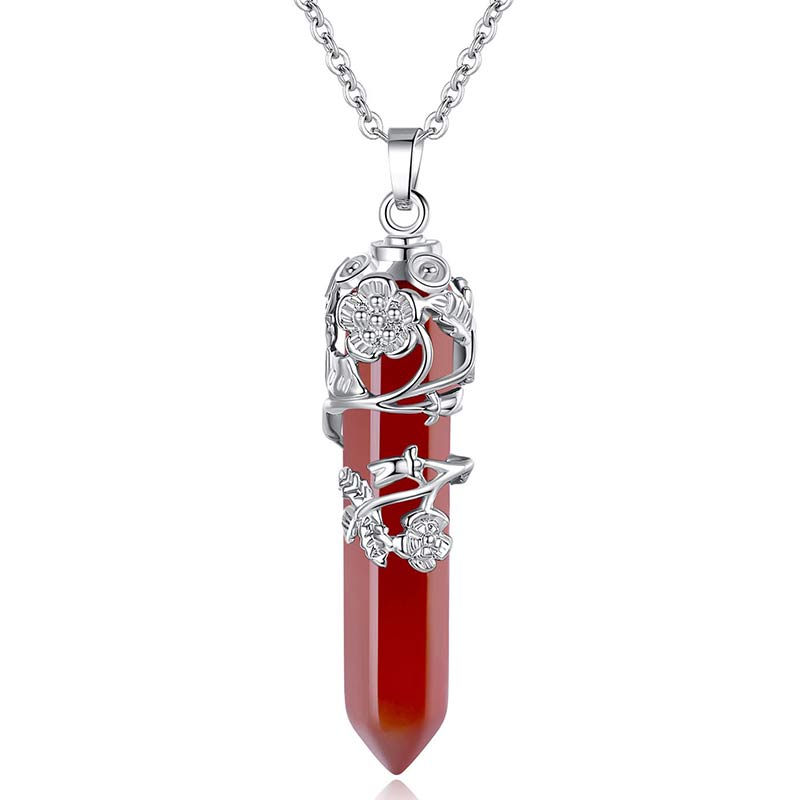 Olivenorma Natural Crystal Hexagonal Column Necklace