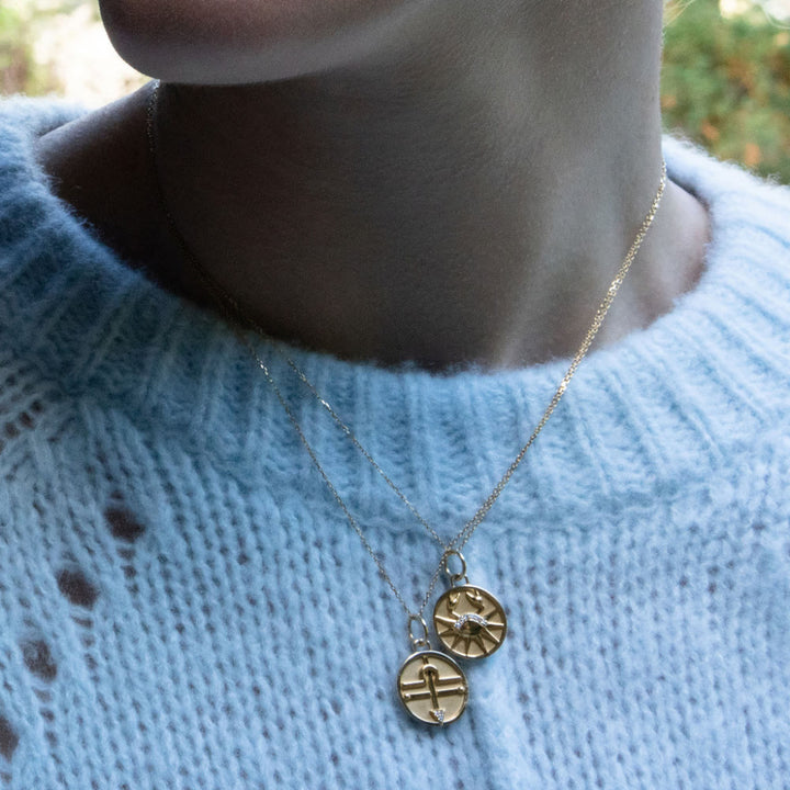 Olivenorma White Zircon Vintage Zodiac Stainless Steel 18k Necklace