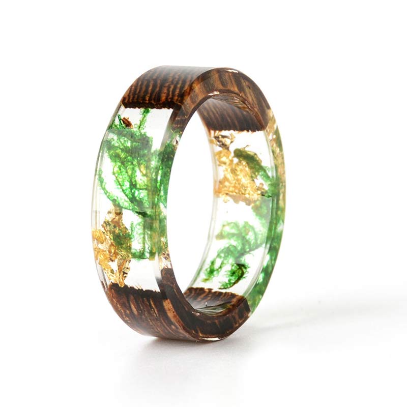 Olivenorma Intellectual & Optimistic - Handmade Wood Ring - Green+Gold - 11 - image 28