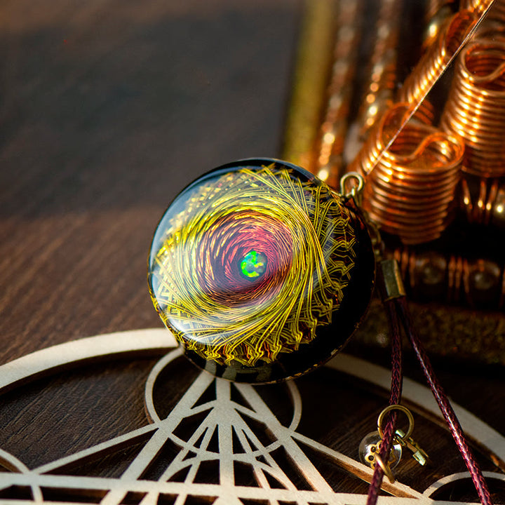 Olivenorma Shadow Gate Rainbow Swirl Yellow Pendant Orgone Necklace