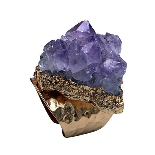 Olivenorma Retro Adjustable Natural Amethyst Ring