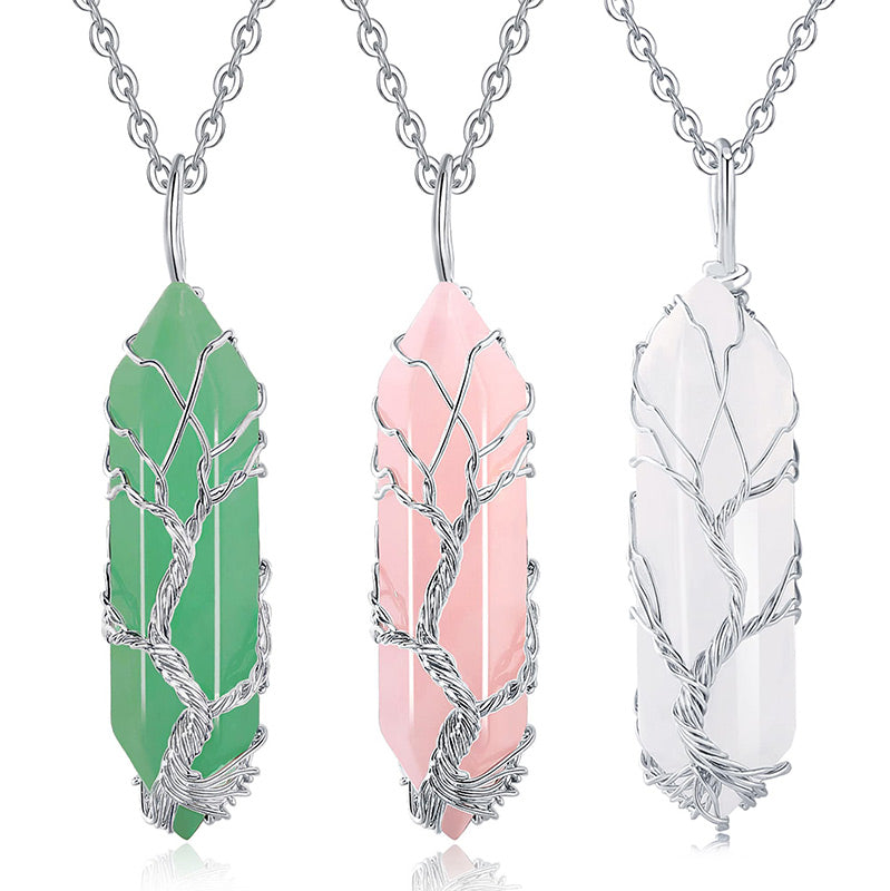 Olivenorma Crystal With Tree Of Life Gemstone Necklace