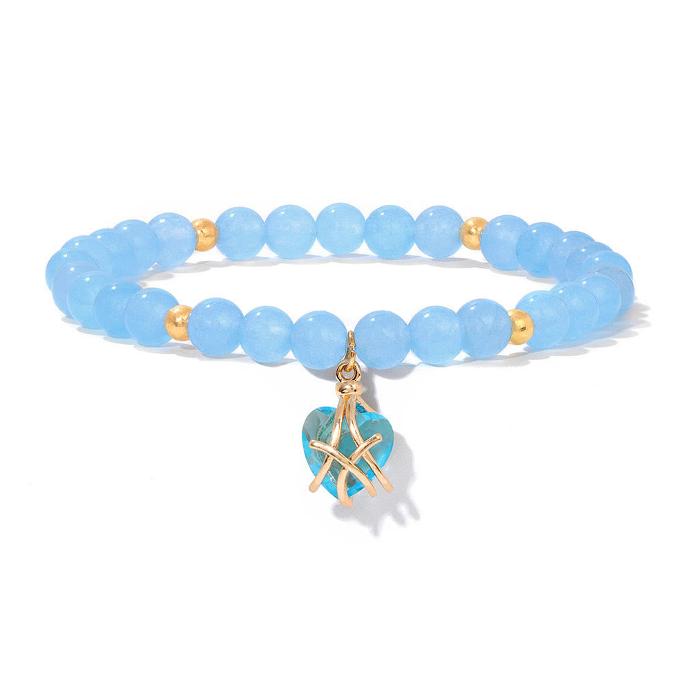 Olivenorma Natural Stone Heart Love Charm Bracelet