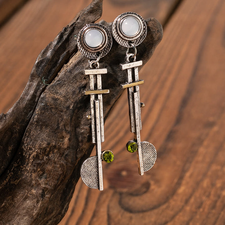 Olivenorma Vintage Simple Geometric Semicircle Clear Crystal Earrings