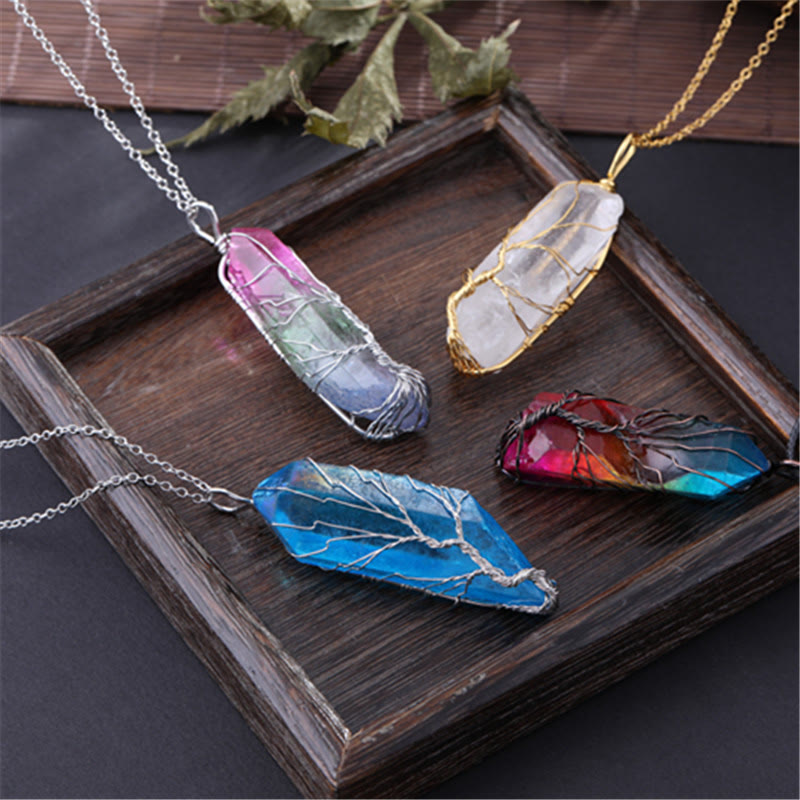 Olivenorma"Life Energy" - Tree of Life Crystal Necklace