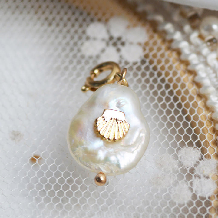 Olivenorma Geometric Round Or Water Drop Crystal Gold Pendant Necklace - Pearl Shell - Necklace #4 - image 9