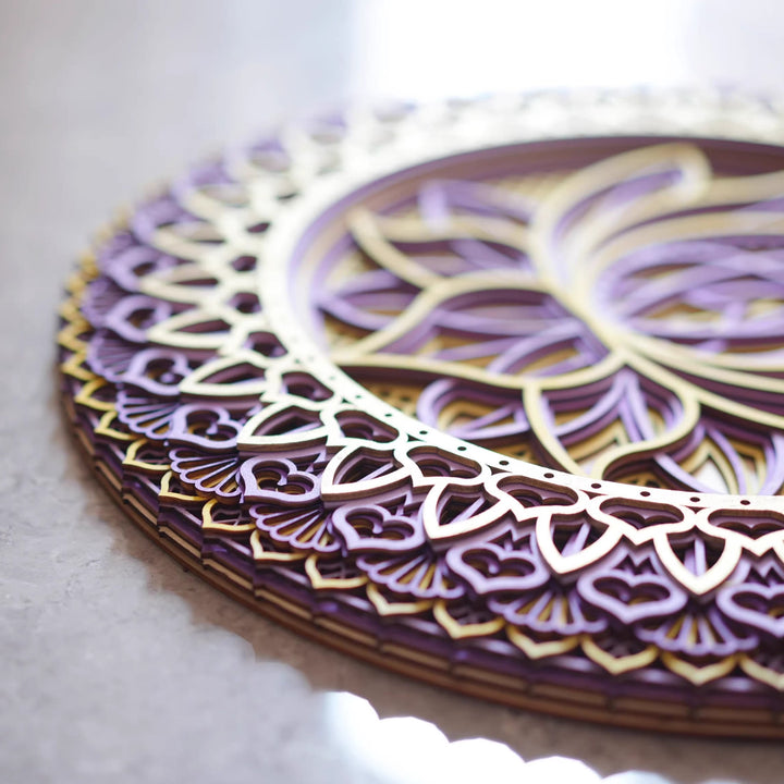 Olivenorma Pink Lotus Mandala 3D Engraving Wall Decor