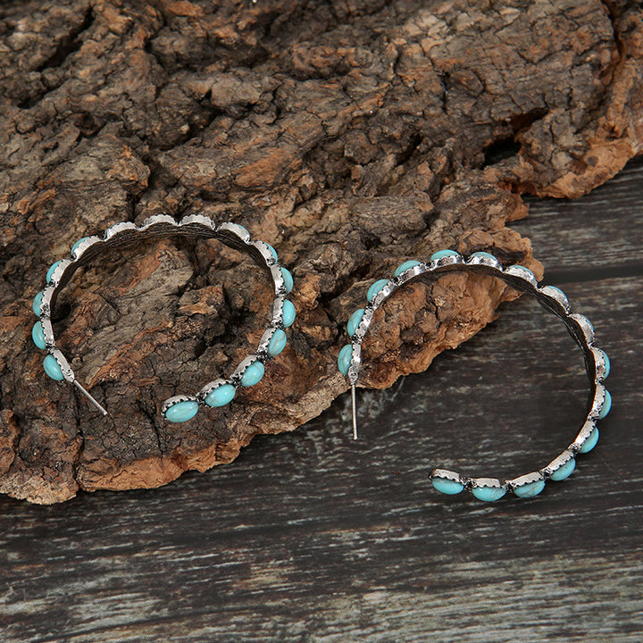 Olivenorma Natural Turquoise C Large Hoop Earrings