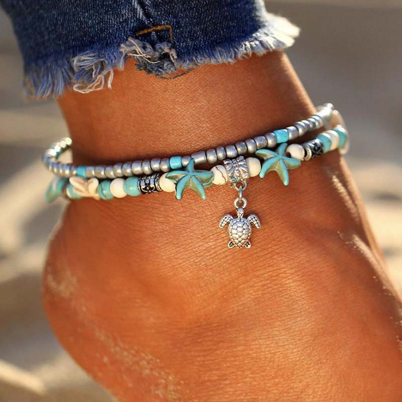Olivenorma Turquoise Turtle Symbol Bracelet Anklet - Turquoise - image 0