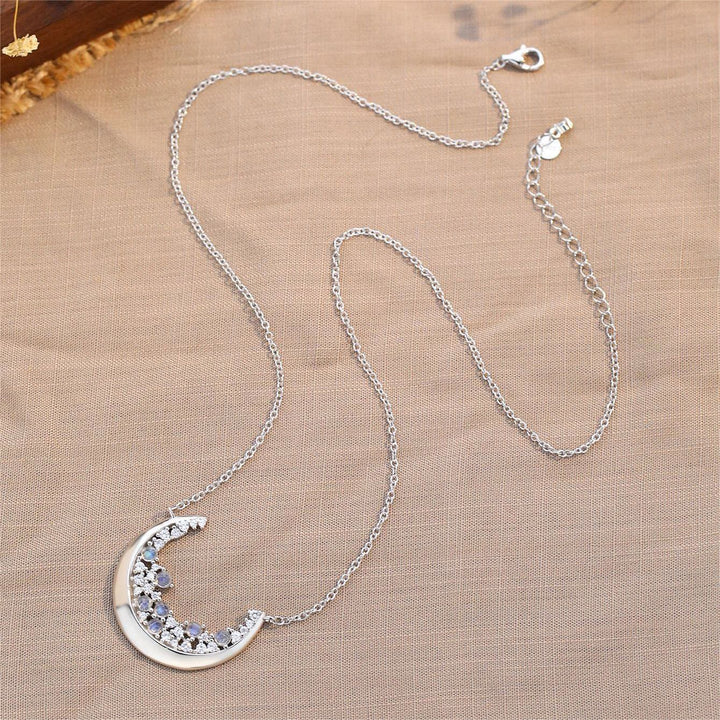 Olivenorma Natural Moonstone Crescent Design Pendant S925 Necklace