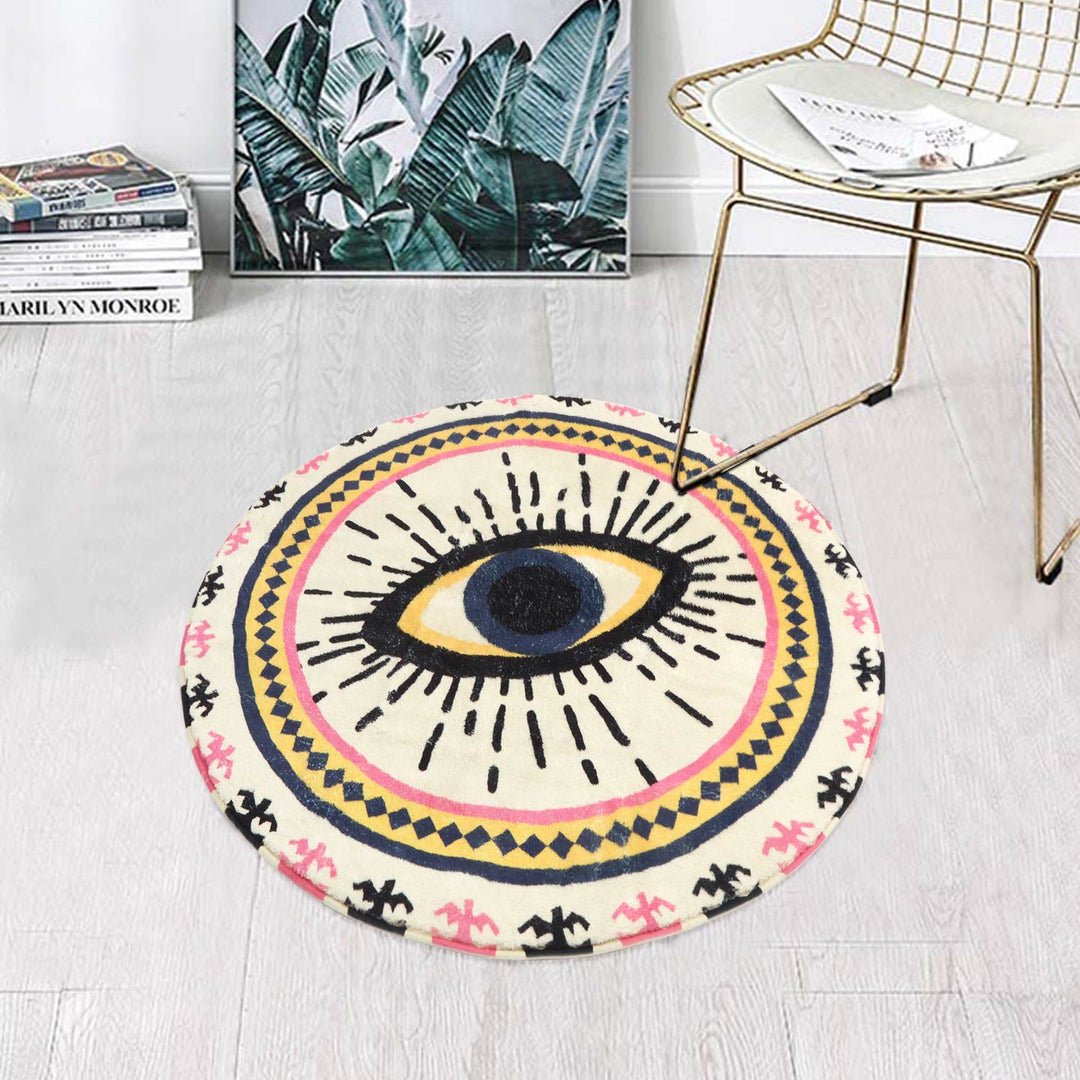 Olivenorma Round Pink Evil Eye Rugs Non-Slip Carpet