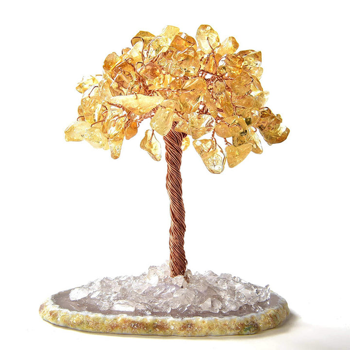 Olivenorma Citrine Natural Gemstone Feng Shui Tree with Agate Base