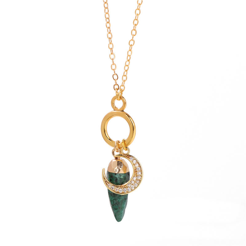 Olivenorma Bullet Crystal Zircon Moon Pendant Necklace