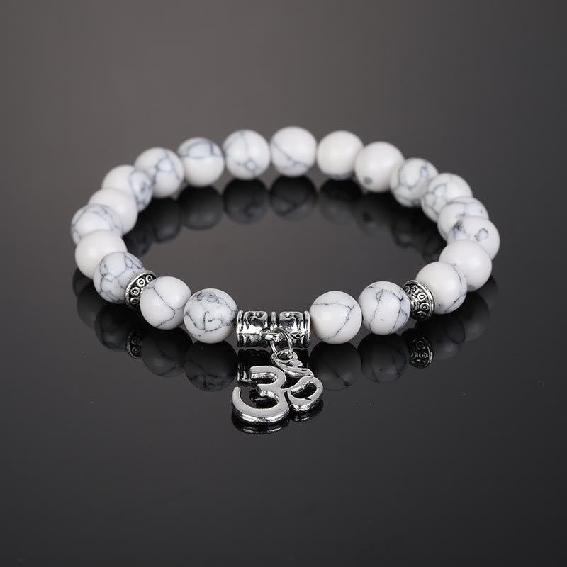 Olivenorma Natural Crystal Beaded Om Symbol Bracelet